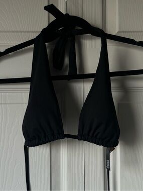 PINK Victoria's Secret Black Triangle Halter Bikini Top